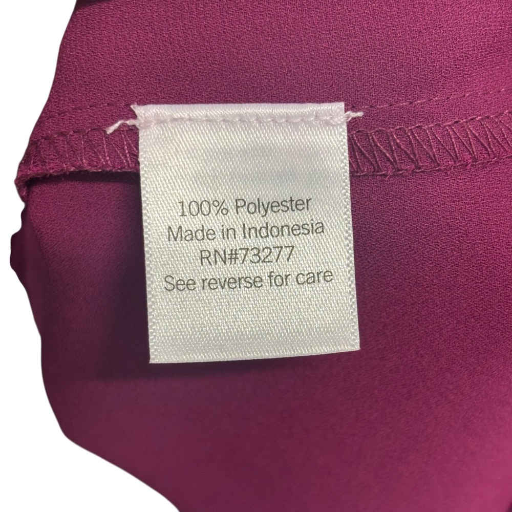 Nine West Womens Berry Magenta Pleated‎ Long Sleeve Button Front Blouse Size M - Picture 6 of 9